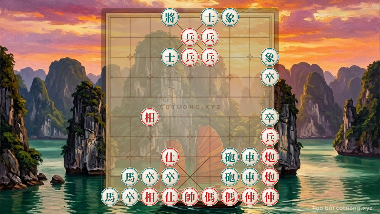Thế cờ: Xiangqi Storm: When the Red Chariot Clashes with the Black Cannon on a Bloody Fort Battlefield — Cờ Tướng Online