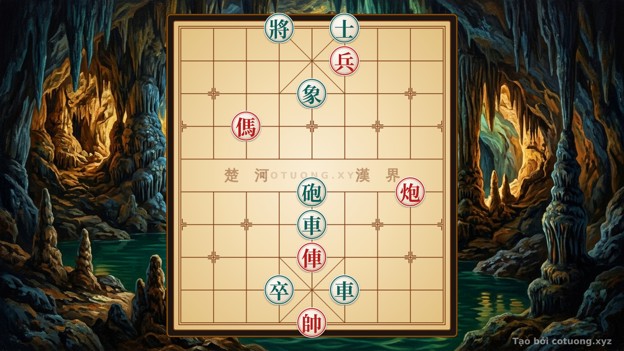 Thế cờ: Classic Checkmate: When the Red Rook, Cannon, Horse and Pawn Clash with the Black Double Rooks and Cannon - The Trick to Sacrifice and Create Chaos — Cờ Tướng Online