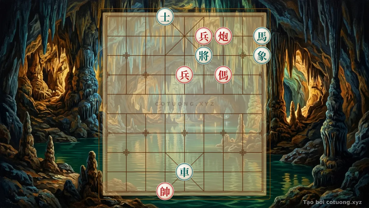 Thế cờ: 'The Fall of the Red Stone into the Black Heart' - The Advance and Charge, the Red Chariot Pierces Straight into the Black Advisor (Level 8/10) — Cờ Tướng Online