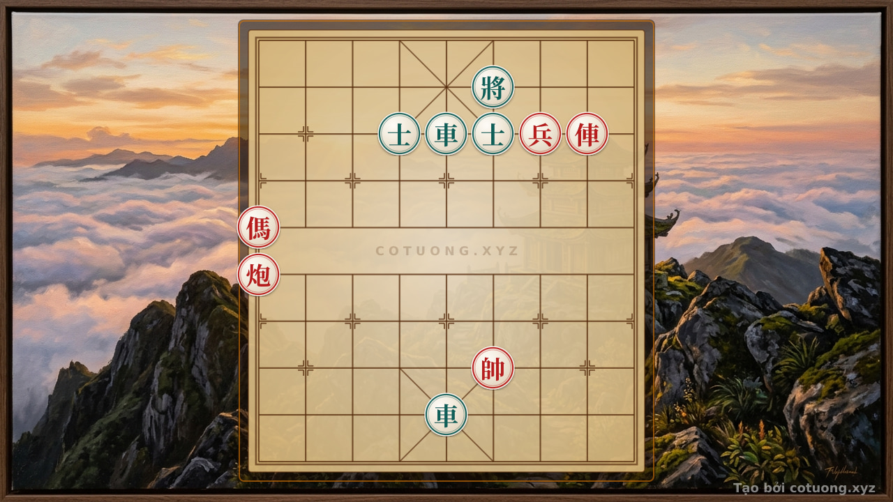 Thế cờ: Red's 'Chariot Thrust' Trap in the 2 Rooks - Cannon - Horse Formation — Cờ Tướng Online