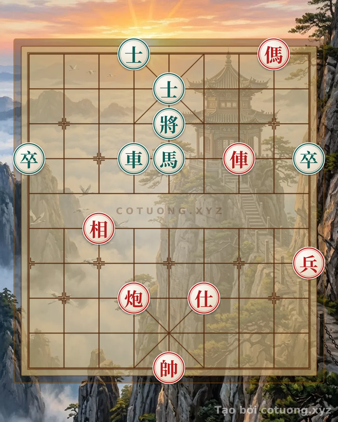 Thế cờ: Xiangqi Masterpiece: When the Red Chariot, Cannon, and Horse Pawn Face the Red Chariot and Double Horse Pawn - A Life-and-Death Battle on File 5 — Cờ Tướng Online