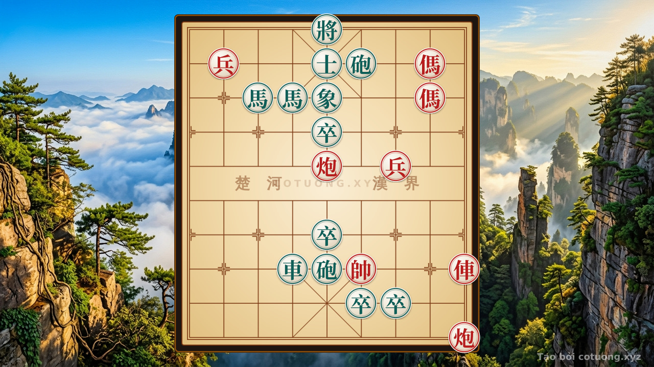 Thế cờ: The Classic Trap: When the Rook and Cannon Face Double Horses Against the Rook, Cannon, and Four Pawns - A Psychological Battle of the Highest Order in Xiangqi — Cờ Tướng Online