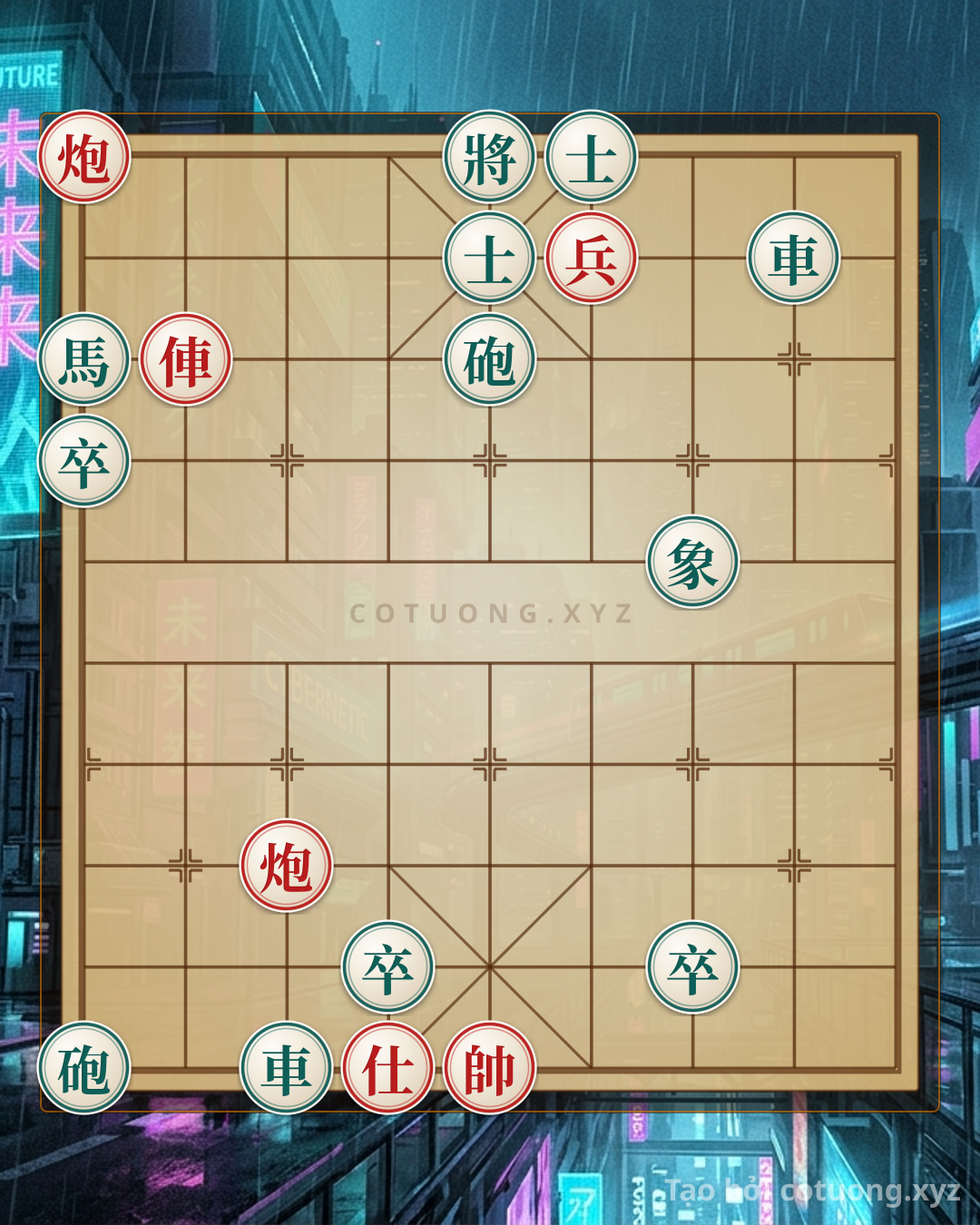 Thế cờ: Red General: Cannon's Straight Shot, Black Chariot Sandwiched — Cờ Tướng Online