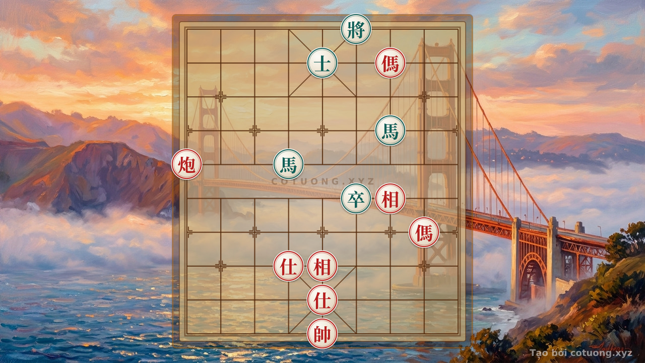 Thế cờ: Classic Checkmate Tactics: Cannon and Two Horses Crush Four Horses in the Endgame #397c — Cờ Tướng Online