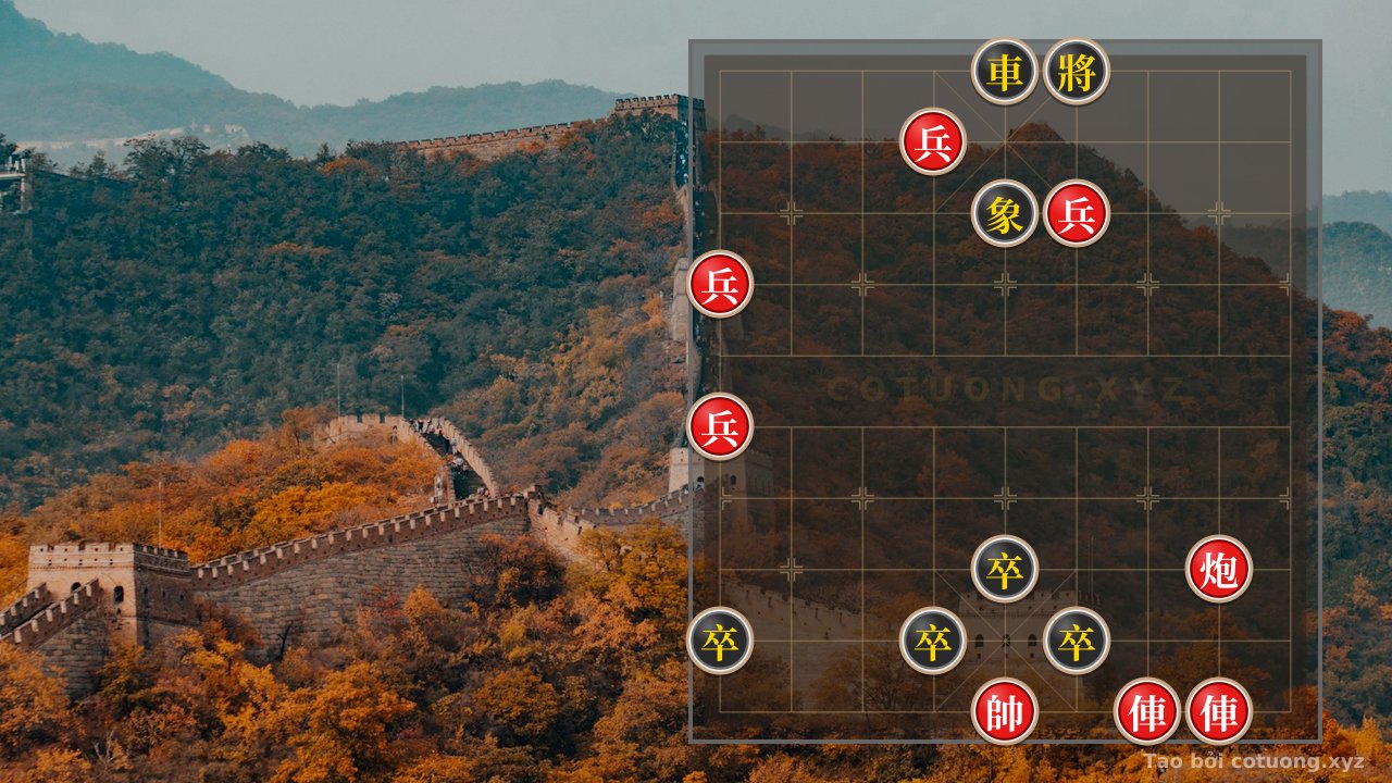 Thế cờ: Red General Attacks Black Chariot: Checkmate Strategy from File 5 — Cờ Tướng Online