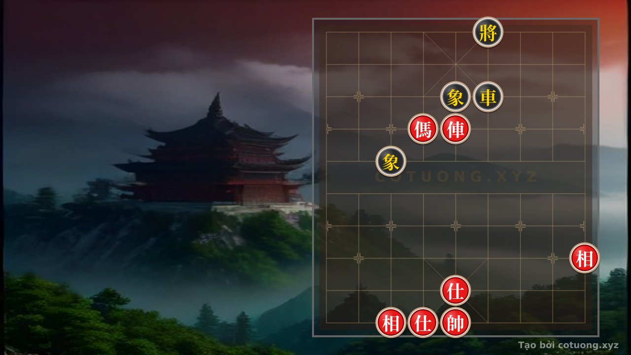 Thế cờ: Black General's 'Sixth Row Ten' Board – The Mystery of the Black Chariot & Red Horse's Interlocking: Who Will Win? (Level 8/10) — Cờ Tướng Online
