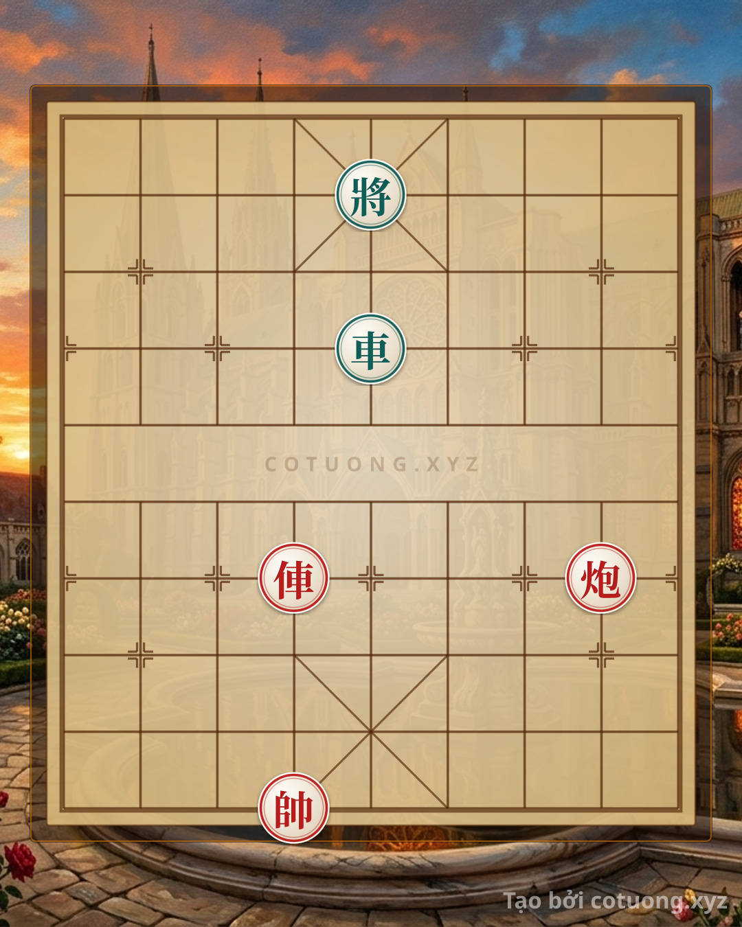 Challenge: Xiangqi Position Black General at File 5, Rank 9: 