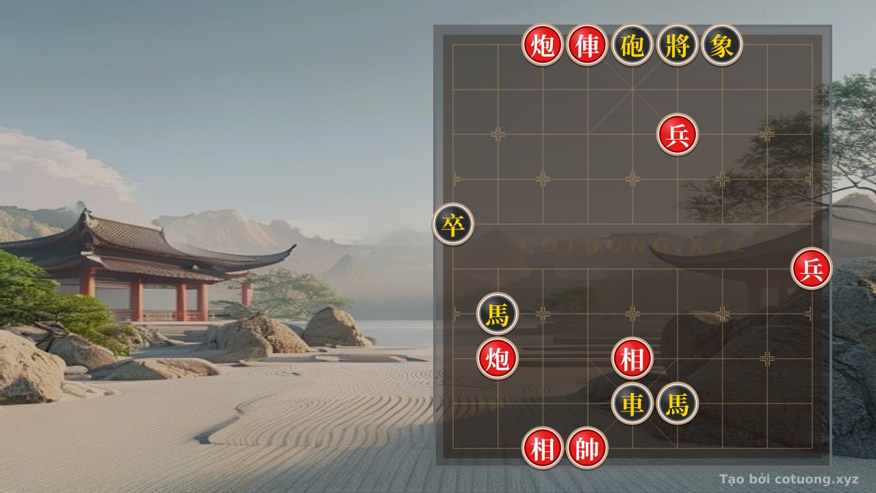 Thế cờ: Bloody Counterattack: Red Cannon Breaks the Black Defense Elephant's Fort After 3 Moves of Sneaky Tactics — Cờ Tướng Online