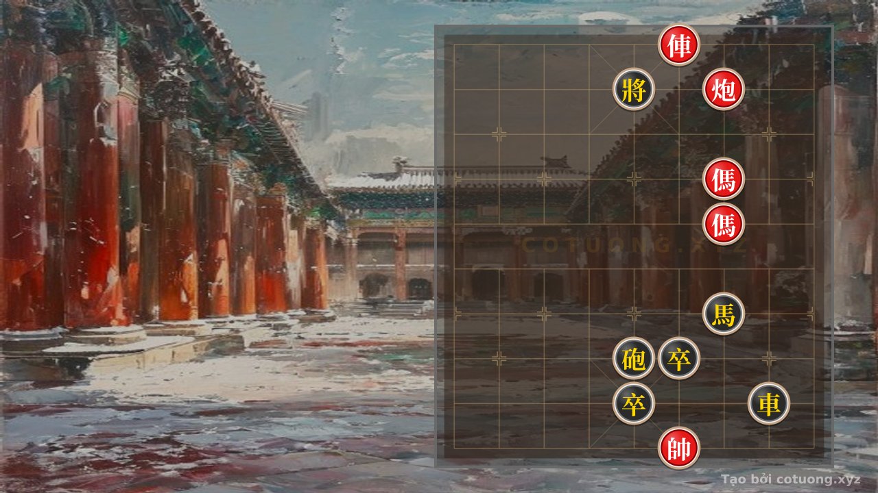Thế cờ: Choking Battle: Red Horses Surrounding the Black General in a Tricky Position — Cờ Tướng Online