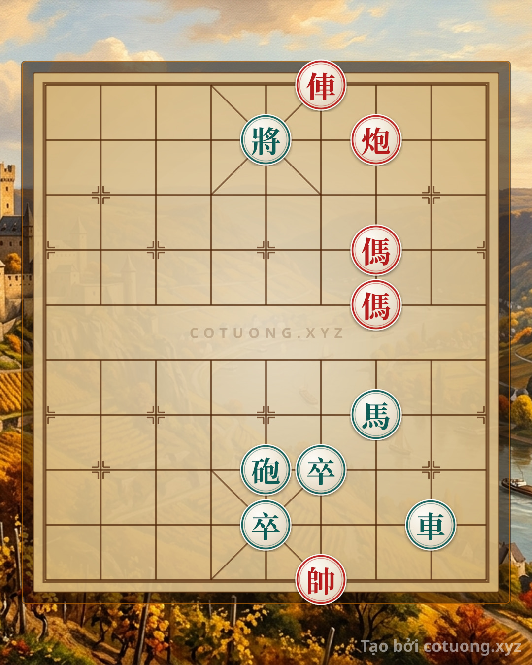 Challenge: Choking Battle: Red Horses Surrounding the Black General in a Tricky Position - Can you solve it?