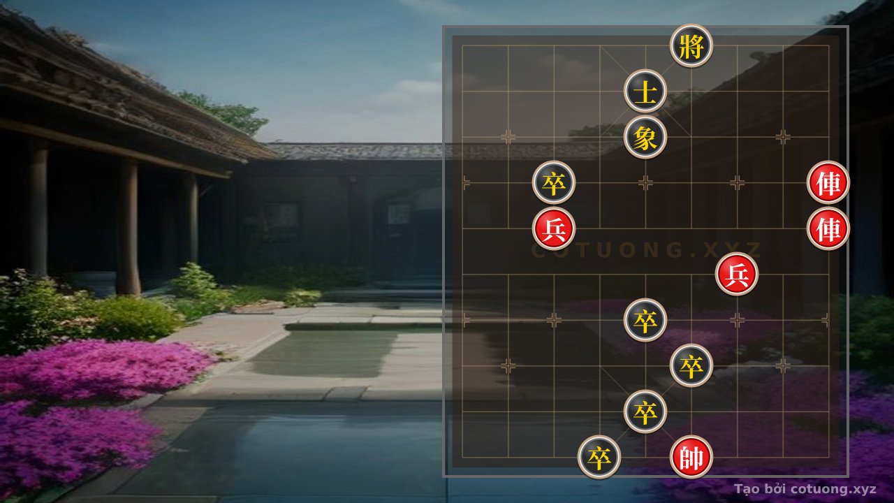 Thế cờ: Practical Tactics: 2 Rooks 2 Pawns vs. 5 Pawns Bishop Elephant - Defensive Counterattack Strategy — Cờ Tướng Online