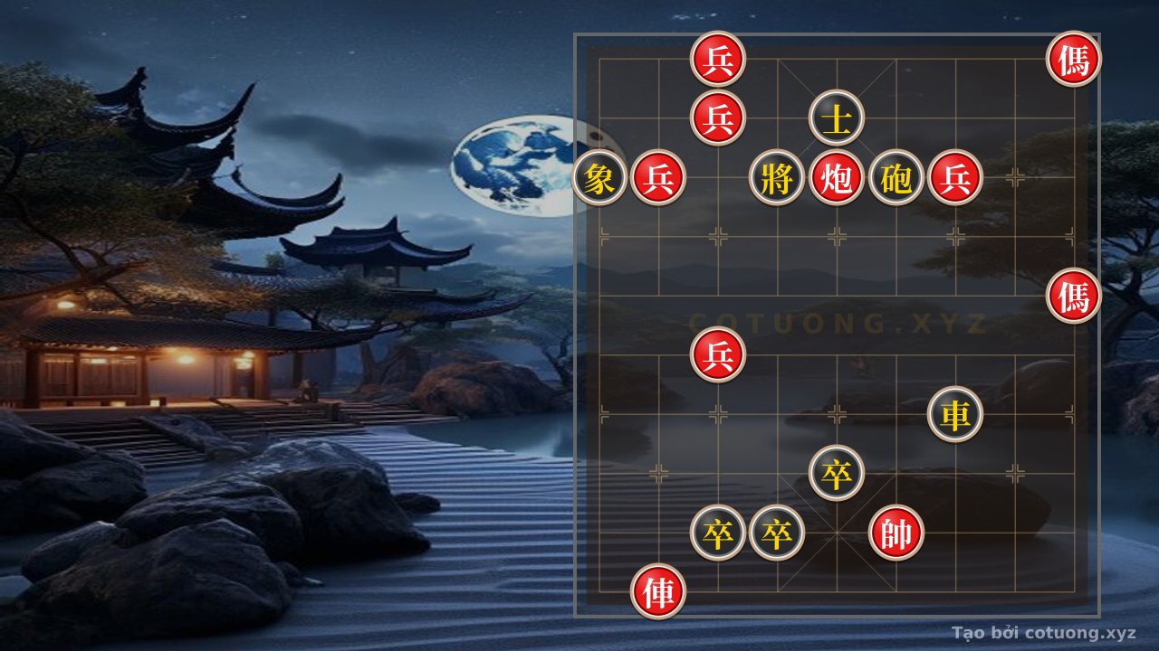 Thế cờ: Red Strategy: Black Chariot at 7-4 Threatens Red General, Red Cannon at 5-8 Retreats, Red Pawn at 3-8 Advances - Fastest Checkmate Tactics — Cờ Tướng Online