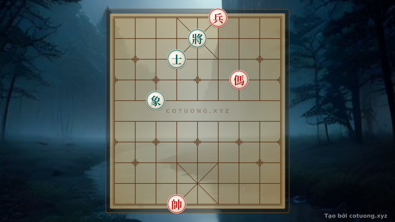 Thế cờ: Endgame 'Flash Attack' - Pin vs. Red Piece exposed on 4th rank and 10th file — Cờ Tướng Online