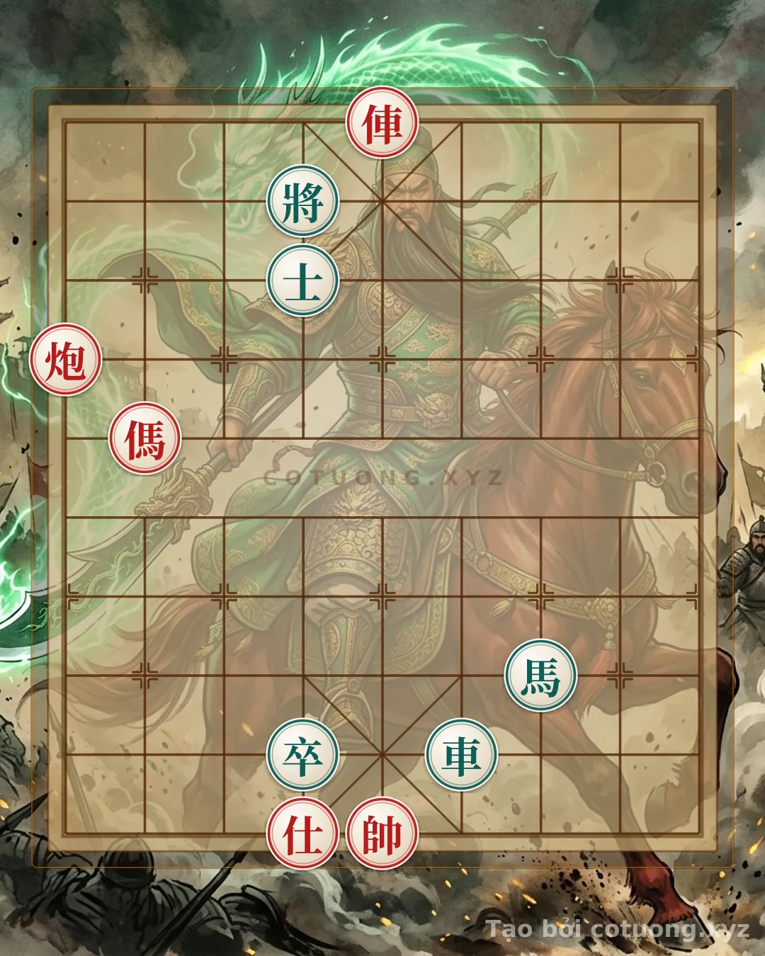 Thế cờ: Defensive Counterattack Strategy: Red Chariot Exposed at 5th Rank, 10th File — Cờ Tướng Online