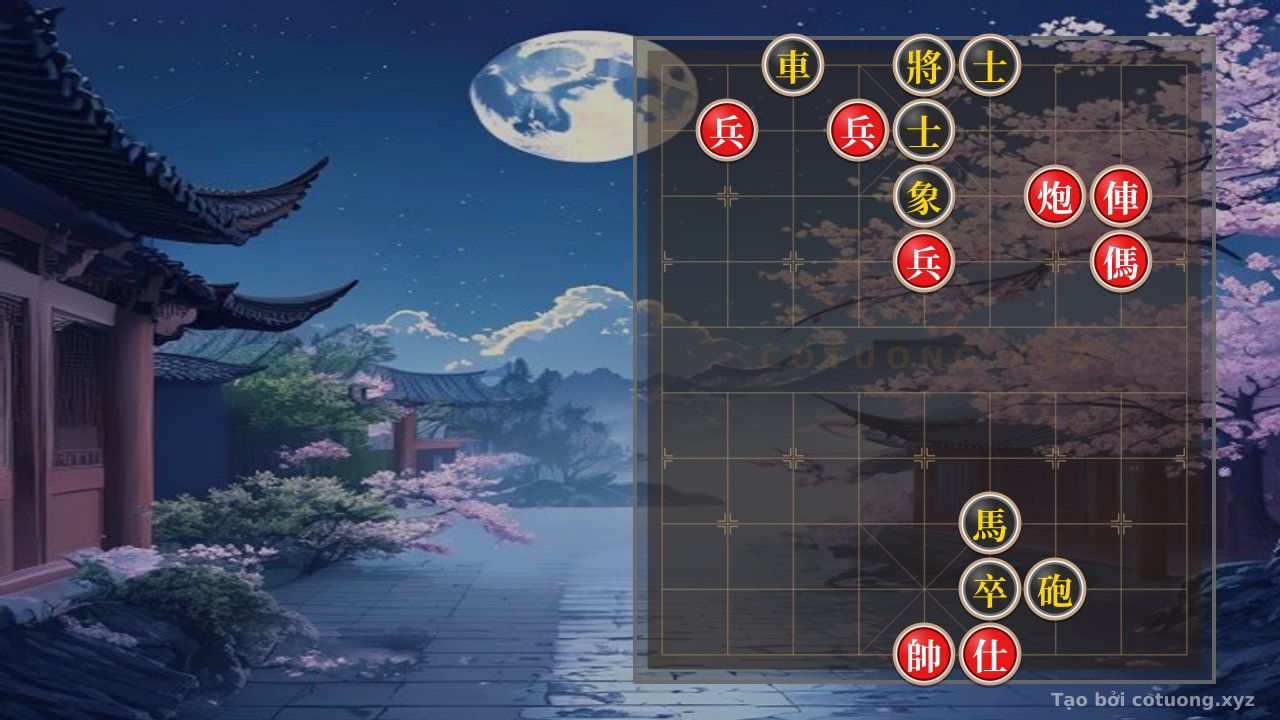 Thế cờ: Red's Trap: Red Chariot on File 2 Captures Black Cannon, Beware of Black Pawn on File 6 Rank 2! — Cờ Tướng Online