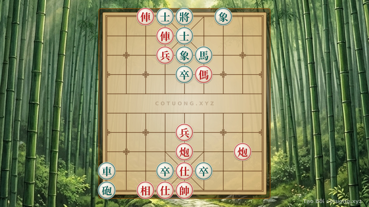 Thế cờ: Xiangqi Wonder: Red Chariot Breaks the Line, Black Advisor Under Pressure - A Psychological Chess Position — Cờ Tướng Online