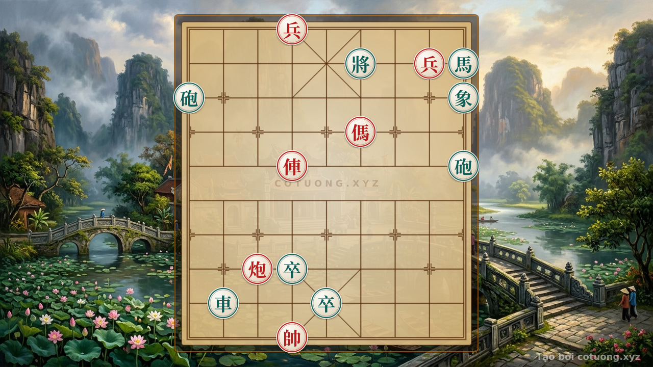 Thế cờ: Red General's Breakthrough: Defensive Tactics Against Black's Deadly Moves — Cờ Tướng Online