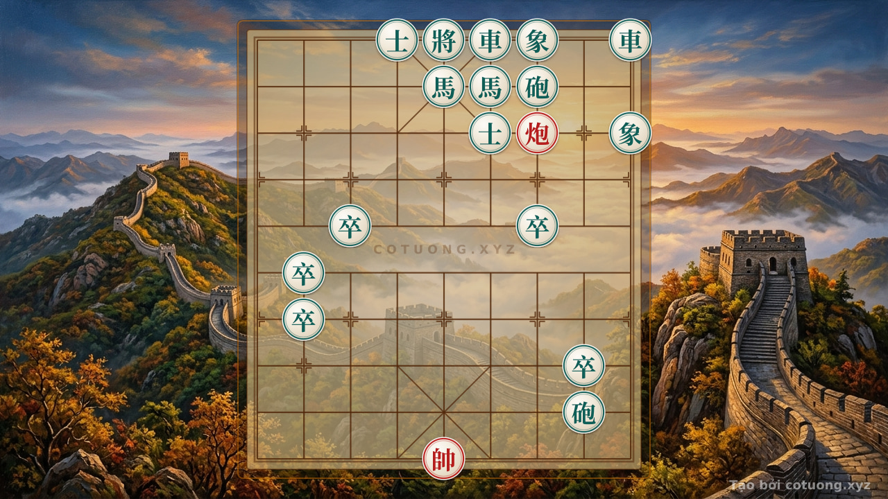Thế cờ: Xiangqi Strategy: The Decisive Strike from the Red Cannon on File 3, Rank 8 — Cờ Tướng Online