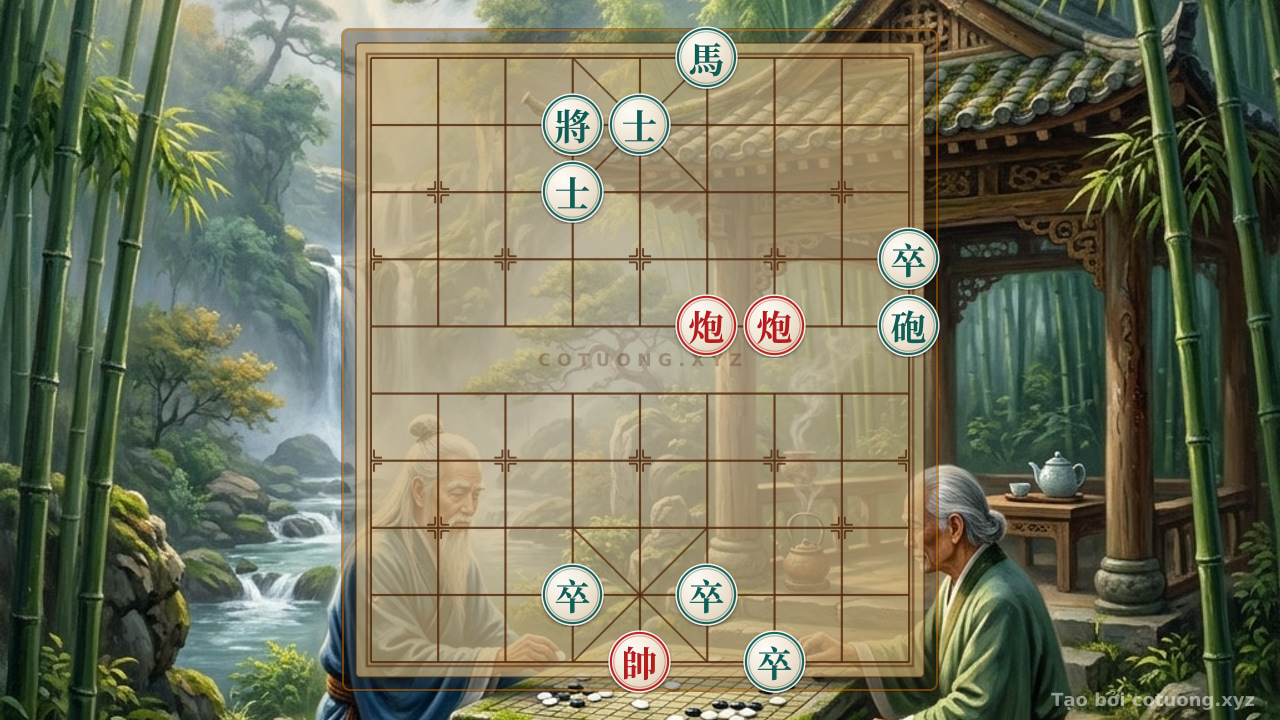 Thế cờ: Red Cannon Shoots Black Rook: Strategy to Defeat the Black General in 5 Moves — Cờ Tướng Online