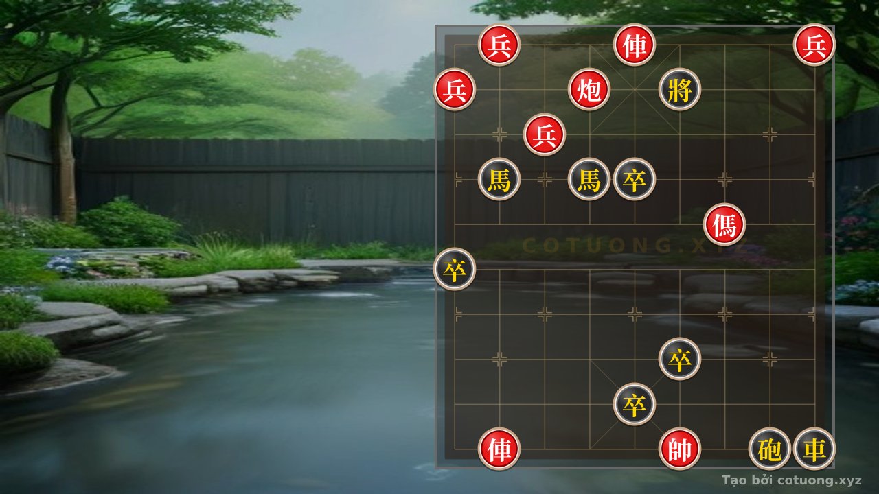 Thế cờ: Xiangqi Position Analysis: Red has the Double Horse Leg Kick, Black Defends Solidly — Cờ Tướng Online