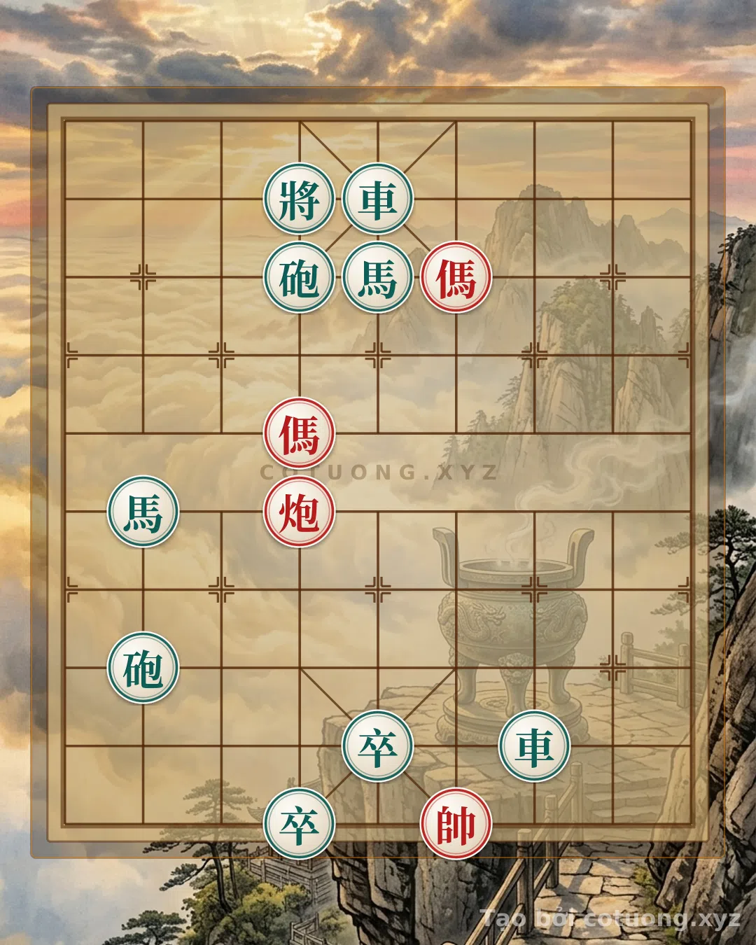 Thế cờ: Xiangqi: The 'Horse Crouching in Cao' Formation - Countering the Red Cannon with Black's Double Horses — Cờ Tướng Online