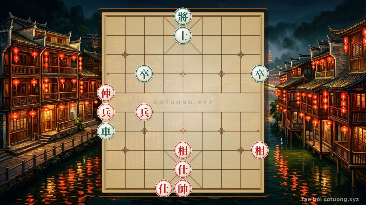 Thế cờ: Xiangqi Position 'Tàn Thư Xích Bích' - Red Chariot Ready to Strike, Black Must Choose: 