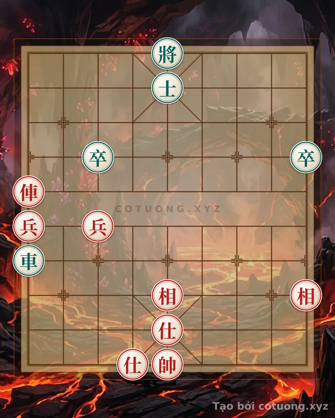 Thế cờ: Xiangqi Position 'Tàn Thư Xích Bích' - Red Chariot Ready to Strike, Black Must Choose: 