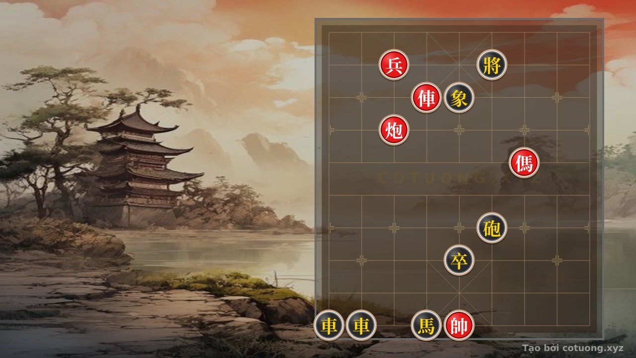 Thế cờ: Xiangqi Strategy: Evaluating Red's Double Horse with Cannon Against Black's Elephant and Chariot — Cờ Tướng Online