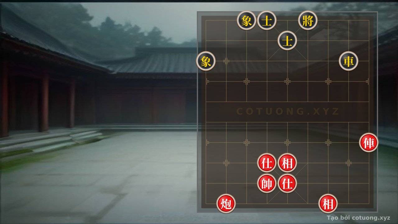 Thế cờ: Red's Active Position: Red Rook on File 1 Attacks Black Rook, Red Cannon on File 8 Prepares to Fire — Cờ Tướng Online