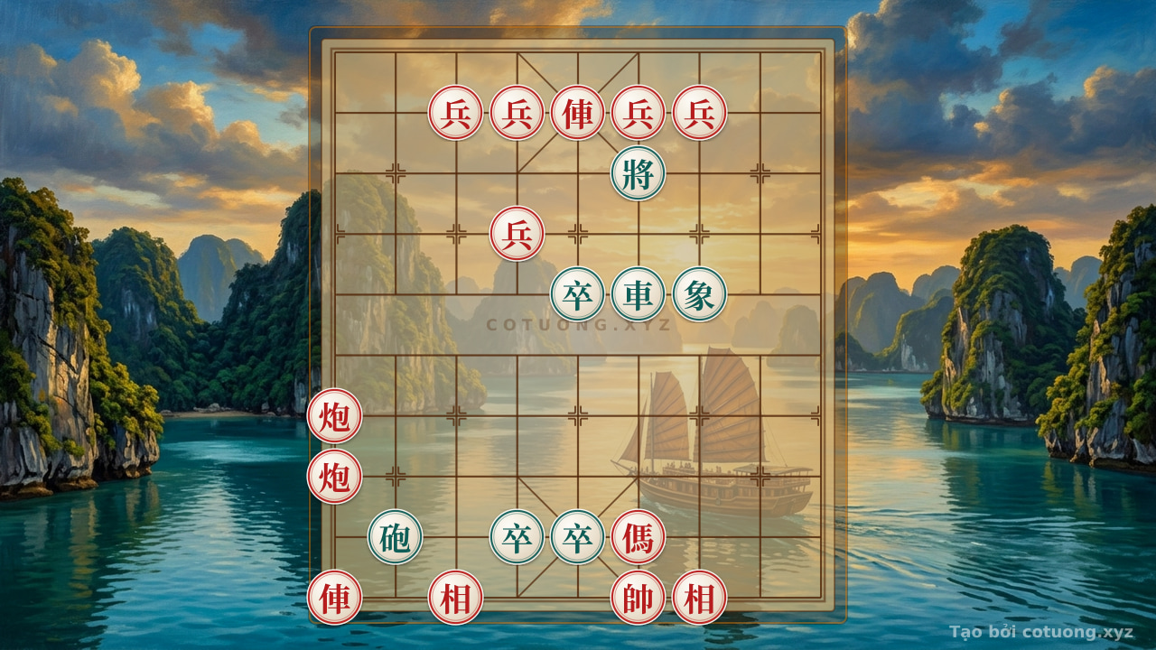 Thế cờ: Red General's Strategy: Defensive Tactics with Double Horses — Cờ Tướng Online