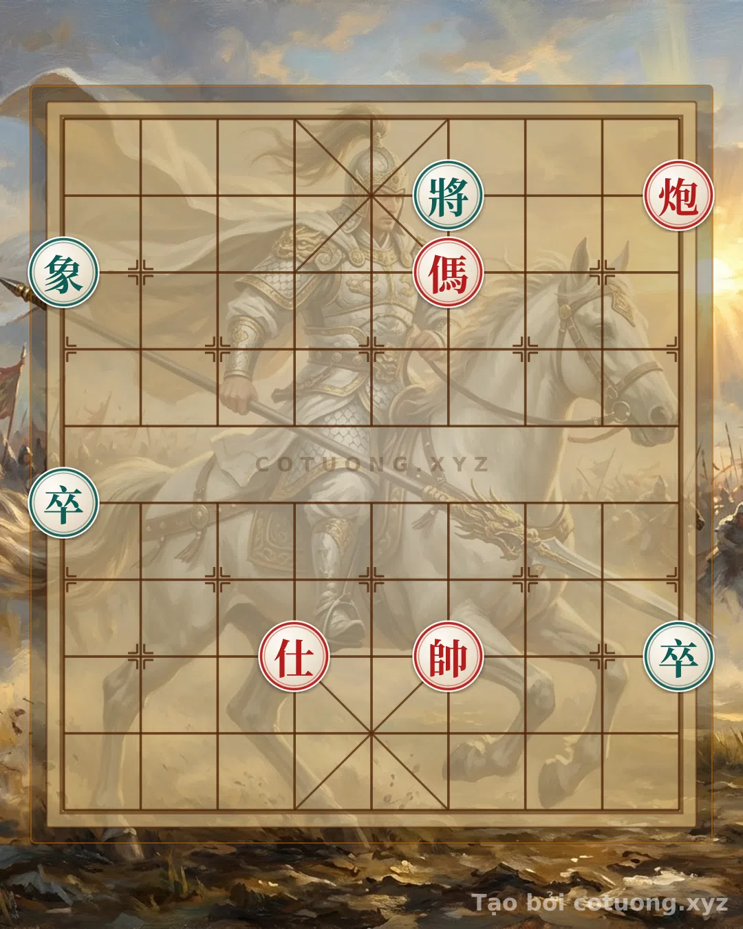 Thế cờ: Mã Ngọa Tào: The Red Horse's Crushing Strategy for Direct Attacks on the Black Pieces — Cờ Tướng Online