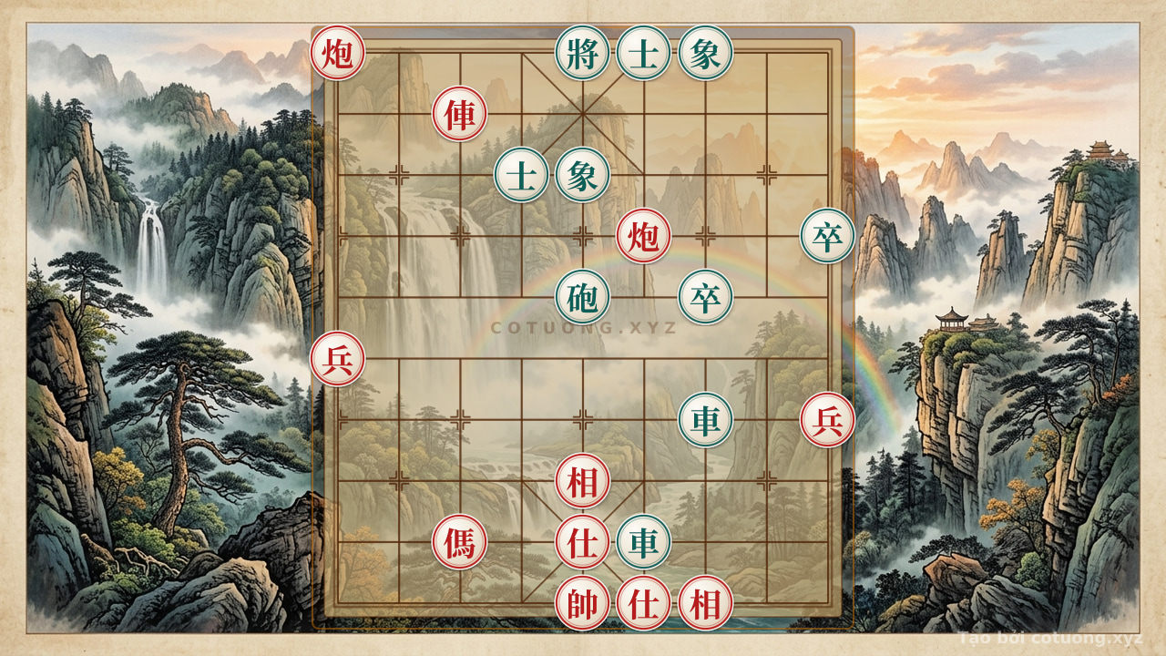 Thế cờ: Red Cannon on File 9, Rank 10: The Red Army's Strategic Breakthrough in the Xiangqi Opening — Cờ Tướng Online