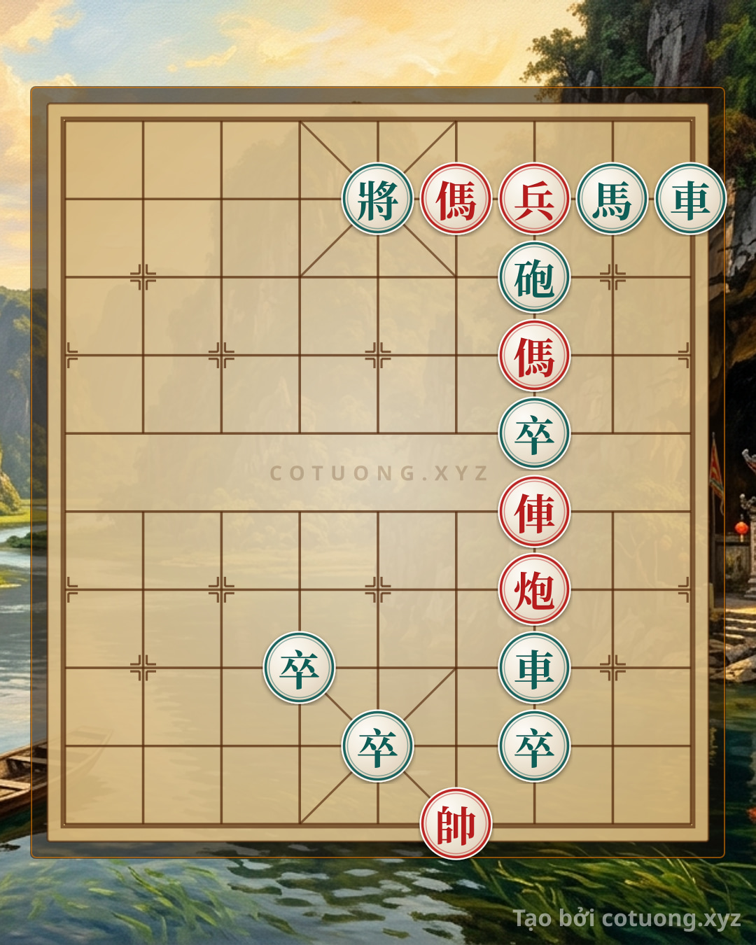 Challenge: Free Xiangqi: Red Horse Reveals 4th Rank 9 - Black's Defensive Strategy Against Rook and Cannon - Can you solve it?