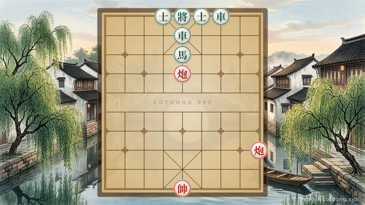 Thế cờ: The 'Black Rook on 7th Rank, 10th File' Formation - A Master's Guide to Defeating the Red General in 5 Moves — Cờ Tướng Online