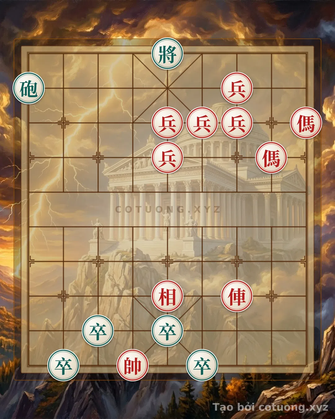 Thử Thách: Cạm bẫy đen lộ 5 hàng 10: Pháo Đen và Tướng Đen lộ 5 hàng 10 - Bạn có thể giải được?