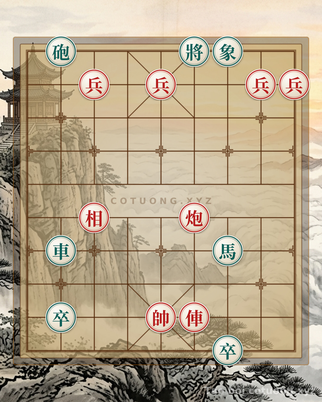 Thế cờ: Xiangqi Super Difficult: Red Cannon Strategy vs Black Chariot on 5th and 2nd Ranks — Cờ Tướng Online