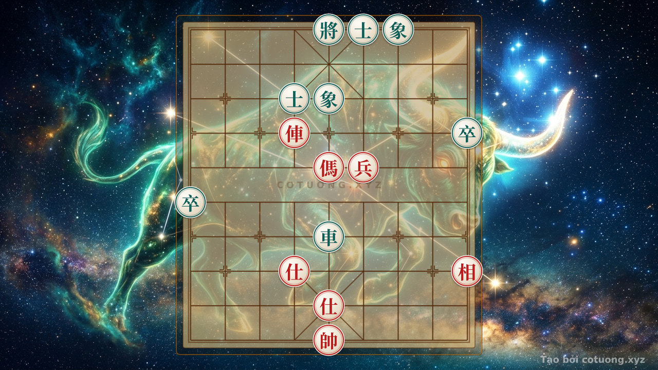 Thế cờ: The Red General's Trap: Rook's Straight Thrust, Advisor's Breaking Move - The Ultimate Tactical Trick — Cờ Tướng Online