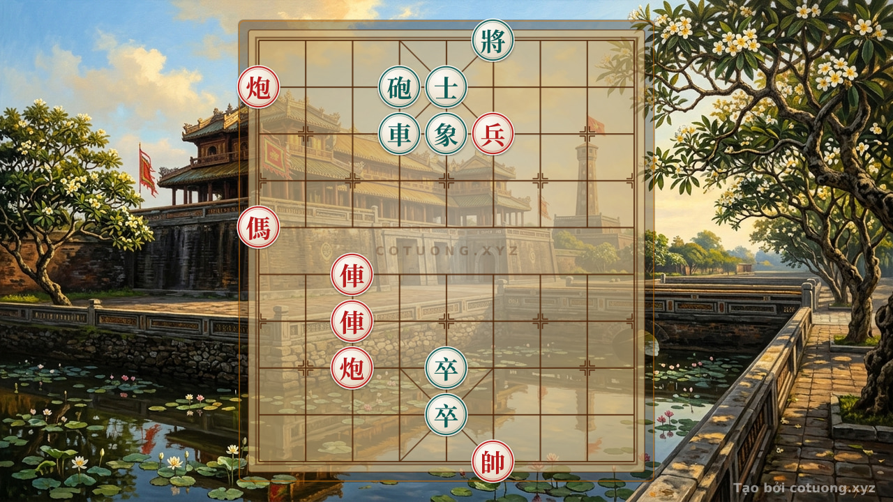 Thế cờ: Xiangqi: Black's Strong Defense in the 'Red Cannon Straight Shot' Position — Cờ Tướng Online