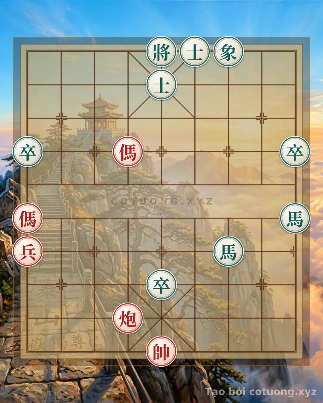 Thế cờ: Dramatic Showdown: Xiangqi Strategy Between Red and Black — Cờ Tướng Online