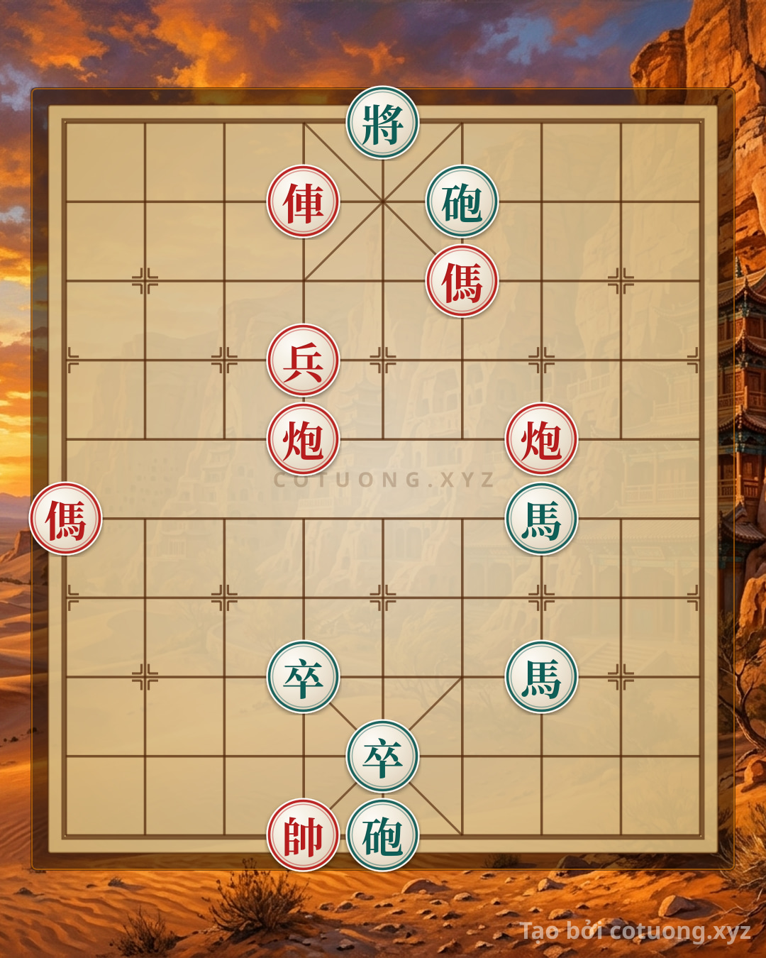 Challenge: Xiangqi Tactics: Double Horse Legs and Empty Cannon Counterattack - Can you solve it?