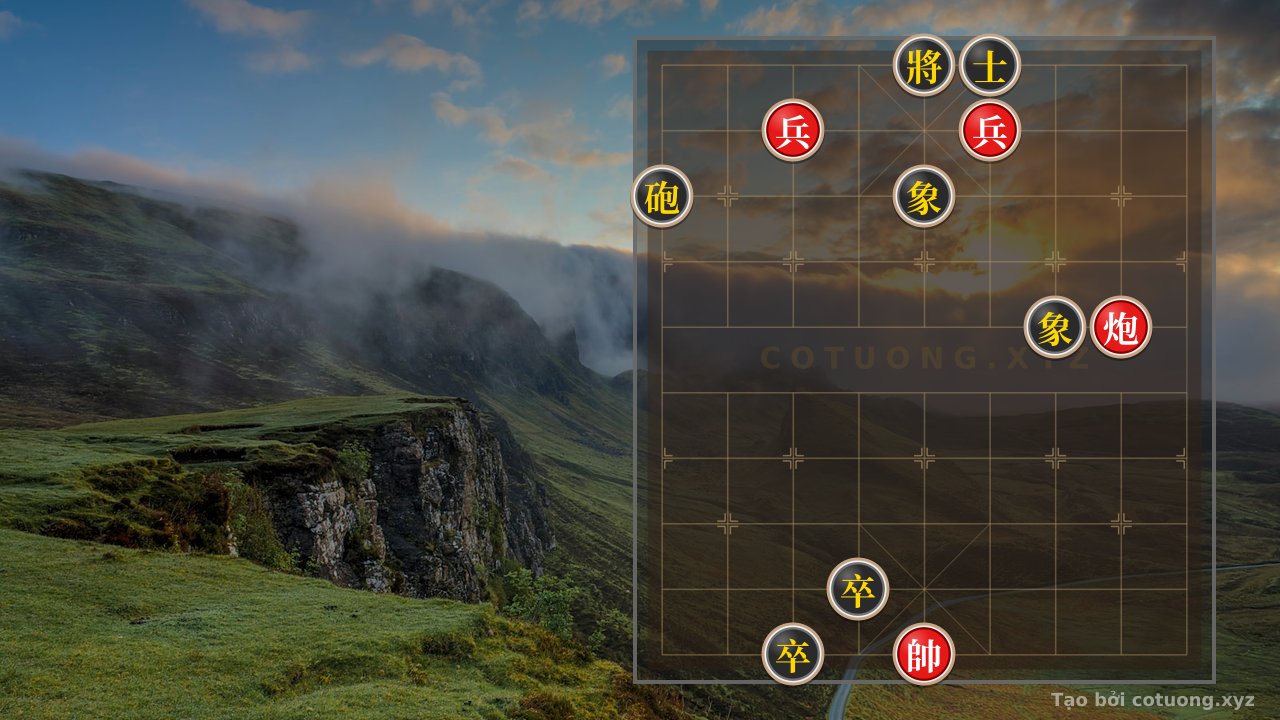 Thế cờ: The Majestic Xiangqi Formation: The Black Cannon's Hidden Ambush, The Red General's Hundred-Battle Victory — Cờ Tướng Online