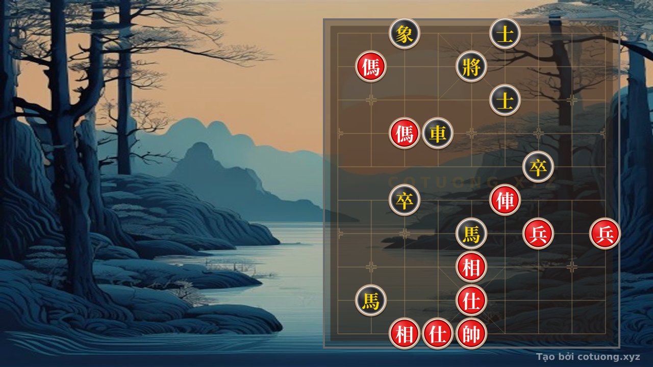 Thế cờ: The Secret of the Rook 2 Horses 2 Pawns Formation: When Red Dances Amidst the Storm of the General's Chess — Cờ Tướng Online