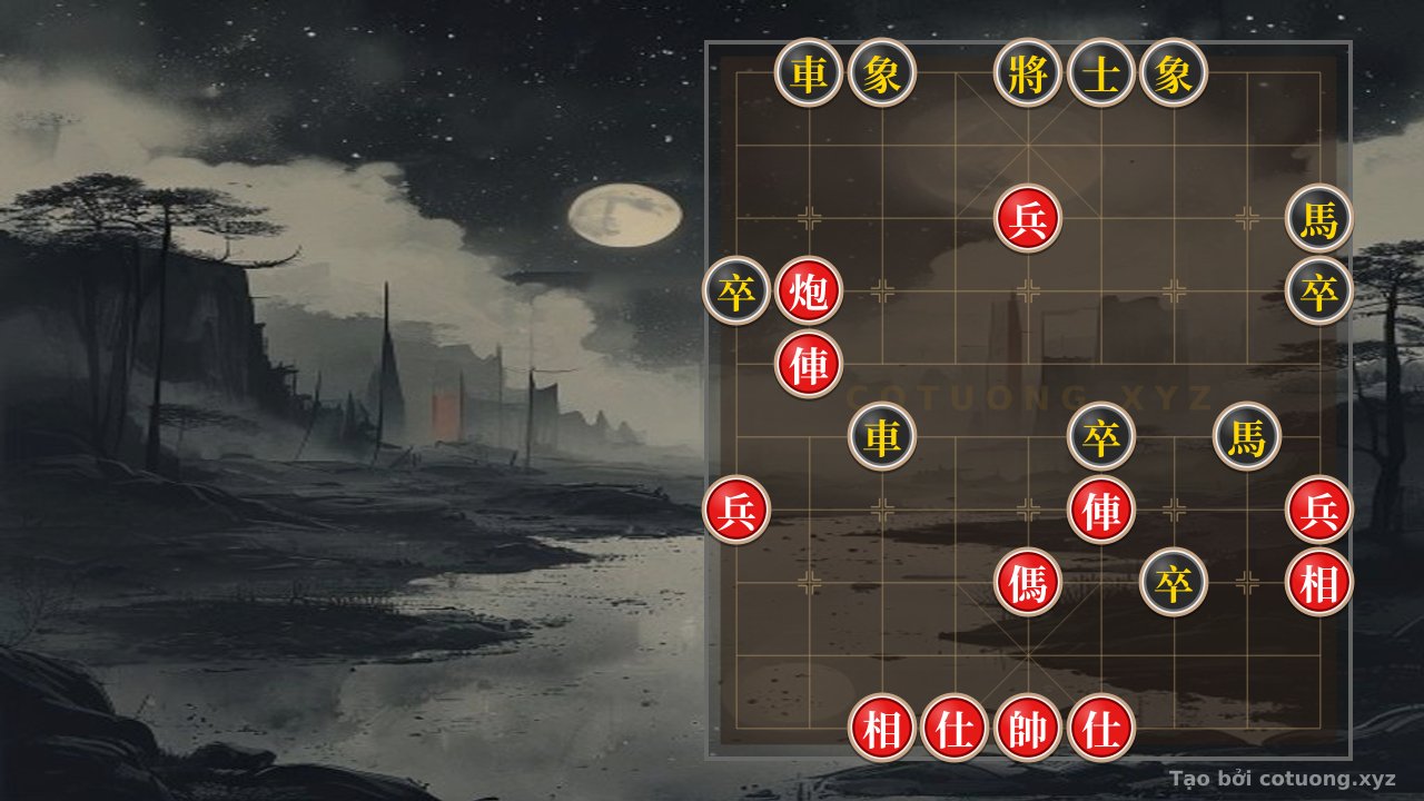 Thế cờ: Xiangqi Black's 'Double Horses Interlocking Feet' Formation - Hidden Cannon Trap: 'Victory or Encirclement? (Advanced Tactical Analysis) — Cờ Tướng Online