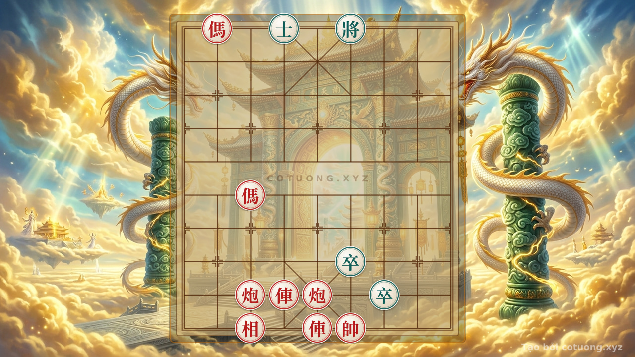 Thế cờ: Xiangqi: Two Red Horses Attacking the Black Cannon - The 'Abandoning the Chariot to Attack the Advisor' Strategy of the Grandmaster — Cờ Tướng Online