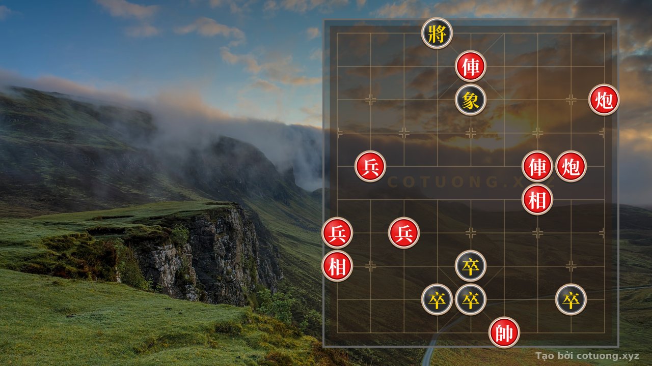 Thế cờ: Xiangqi Super Difficult: Red Chariot Attacks Straight on File 5, Black Cannon is Blocked - How to Defend? — Cờ Tướng Online