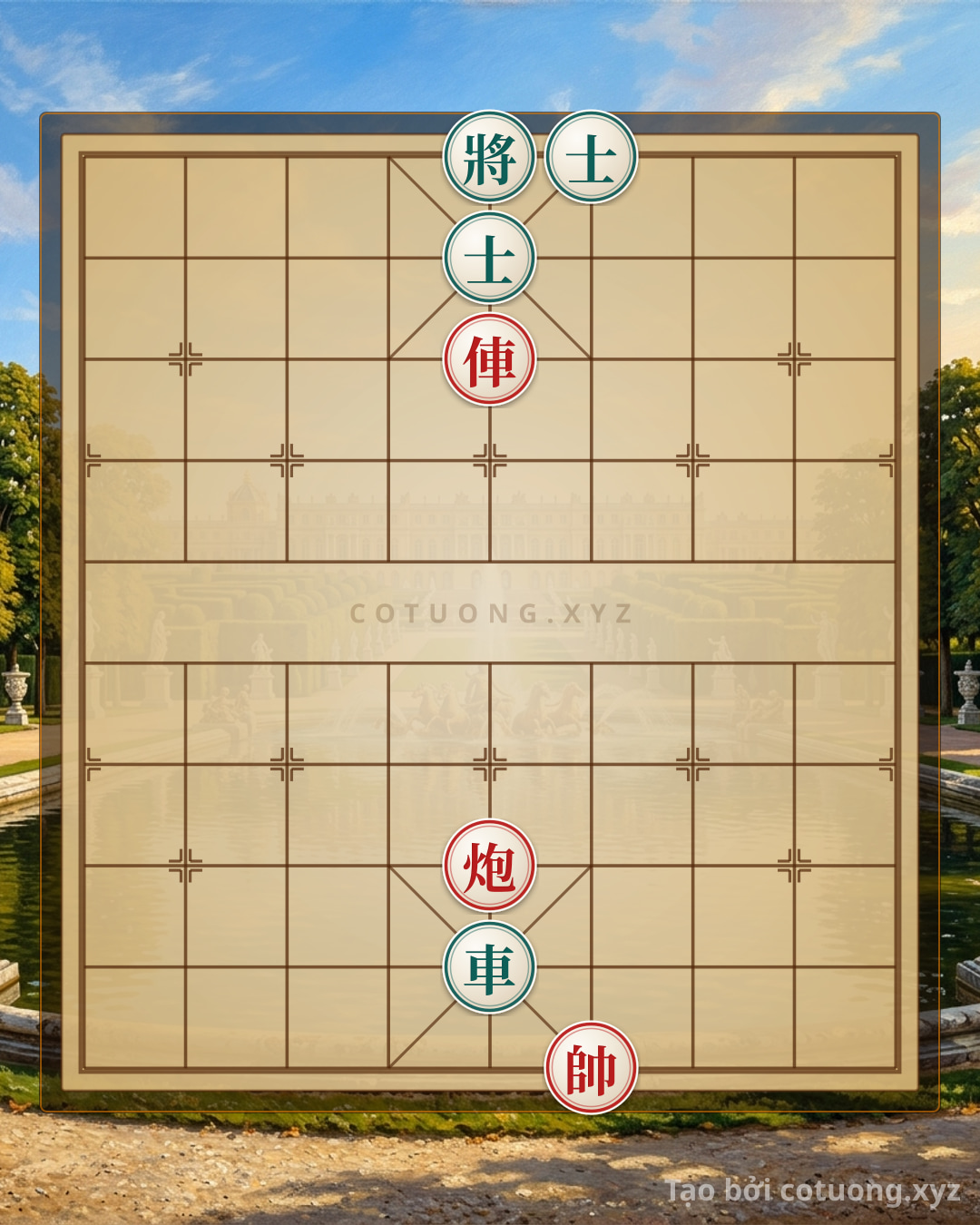 Challenge: Black's 'Sát pháp' Trap: Red Rook on File 5 Pinning Red Cannon on File 5 - Can you solve it?