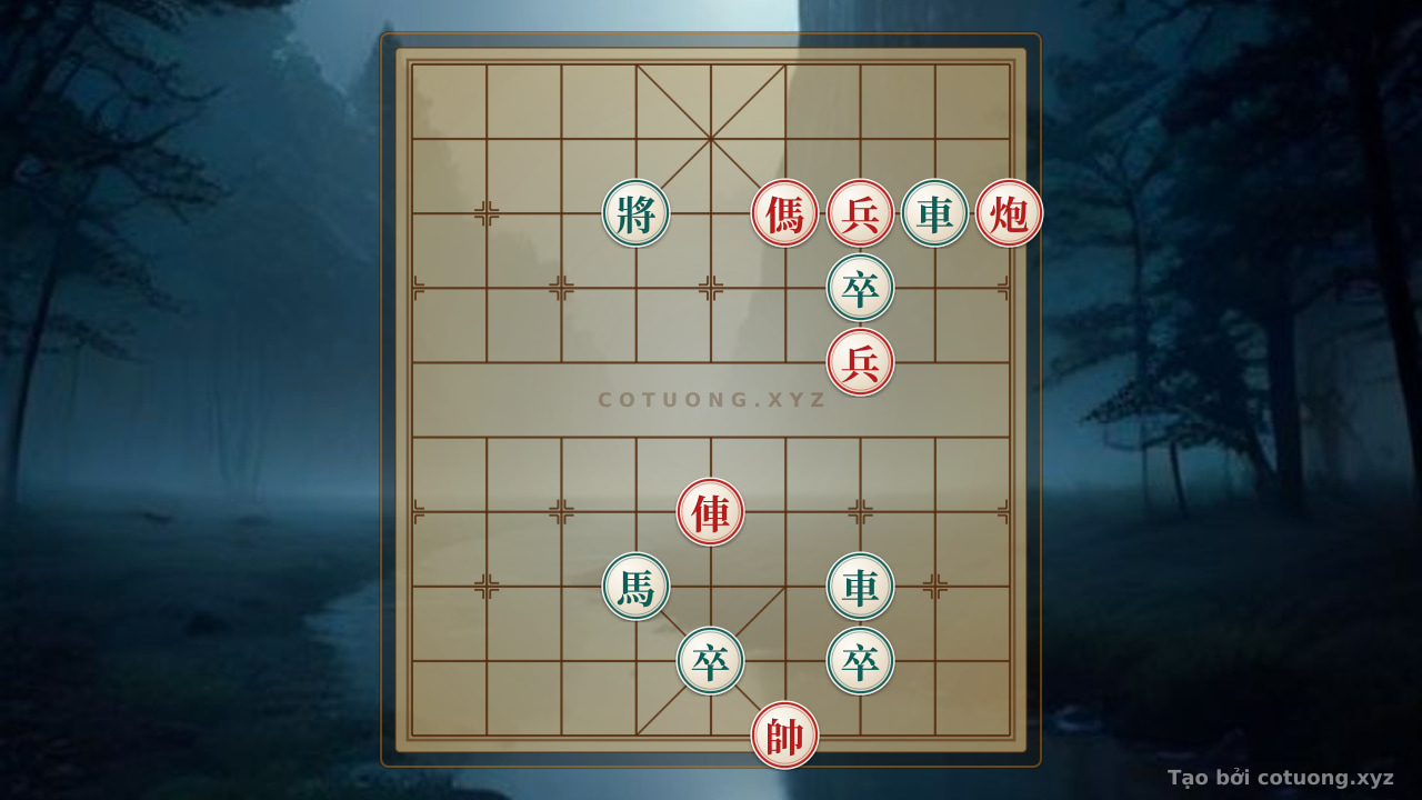 Thế cờ: Super Difficult Xiangqi Position: Red Cannon Opens with a Shocking Move, Black Rook Counters with a Brutal 'Rook Thrust' – Tactical Blunder 1/10 Forces Black King to Choose Life or Death — Cờ Tướng Online